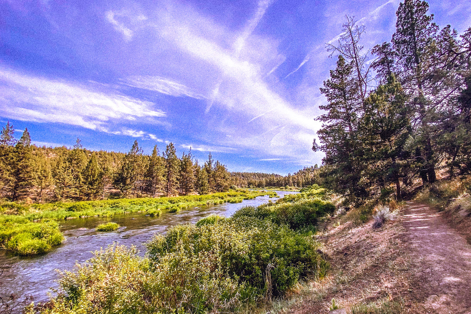 Explore the tranquil paths along the Deschutes River, enveloped in Redmond's natural beauty.